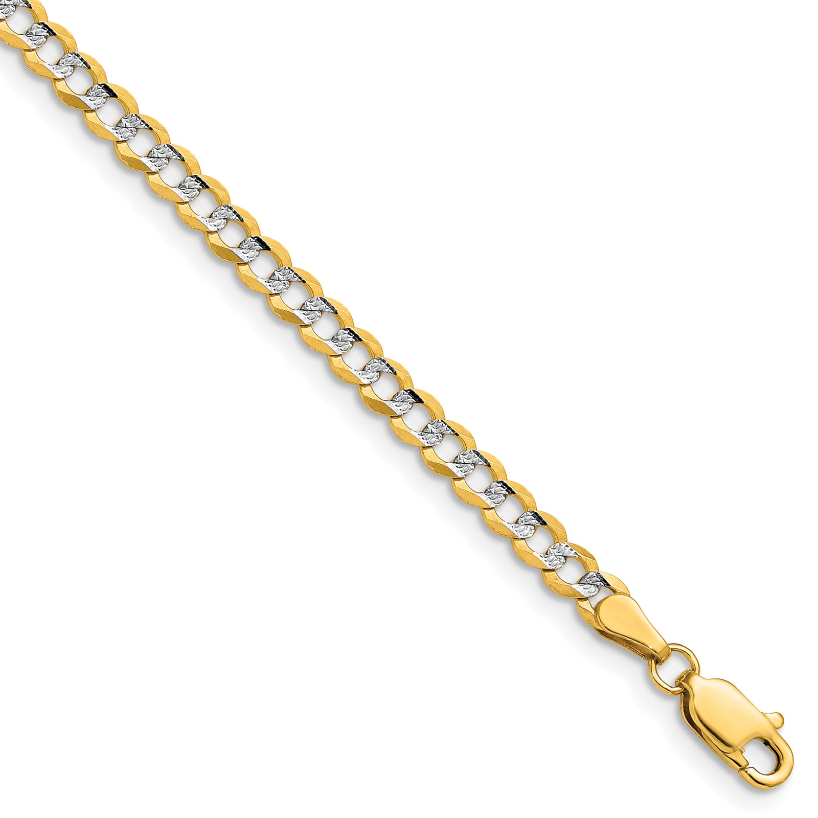 14k 3.7mm Lightweight Pavé Flat Cuban Chain