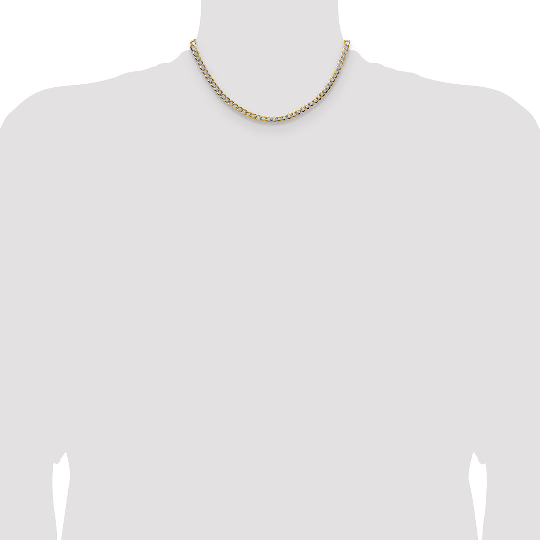 14k 4.7mm Lightweight PavÃ© Flat Cuban Chain
