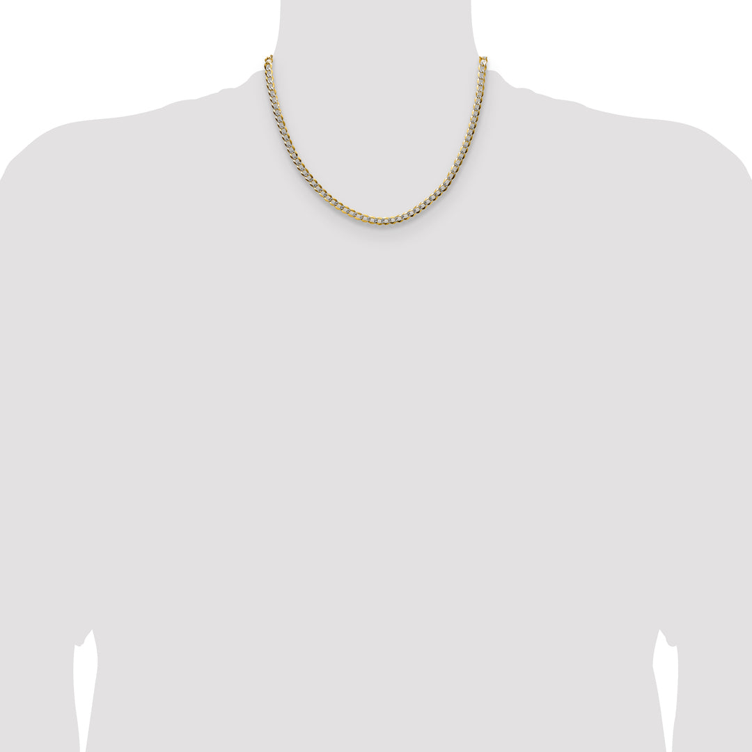 14k 4.7mm Lightweight PavÃ© Flat Cuban Chain