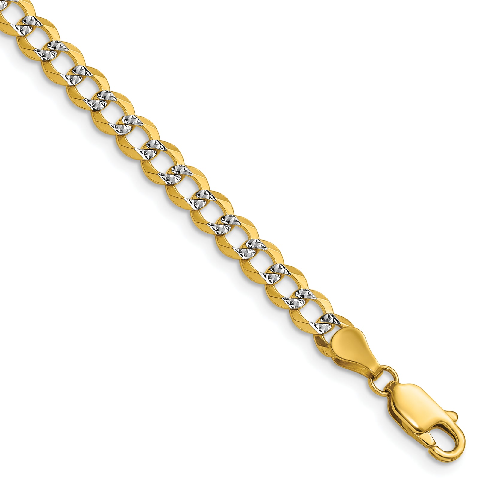 14k 4.7mm Lightweight PavÃ© Flat Cuban Chain