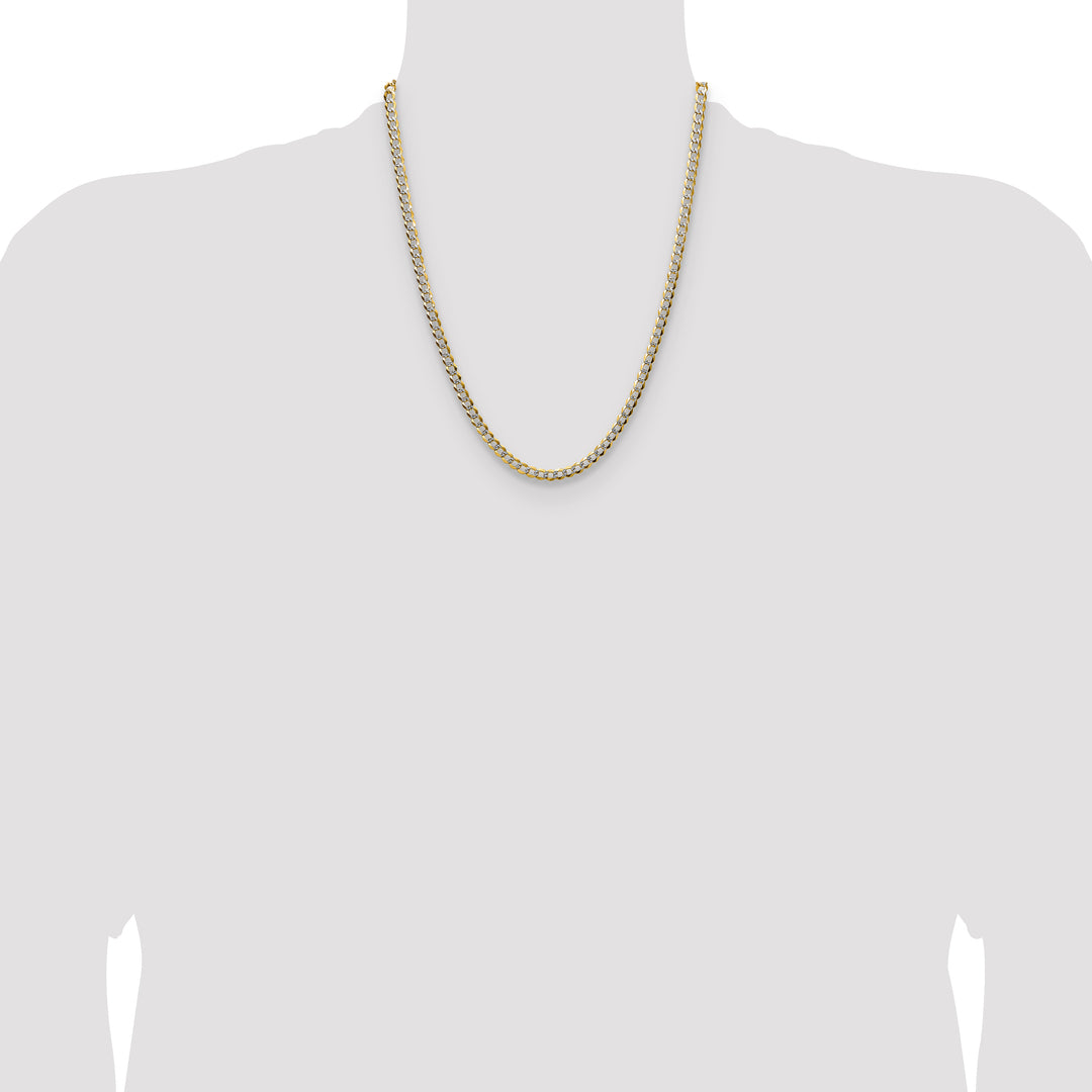 14k 4.7mm Lightweight Pavé Flat Cuban Chain