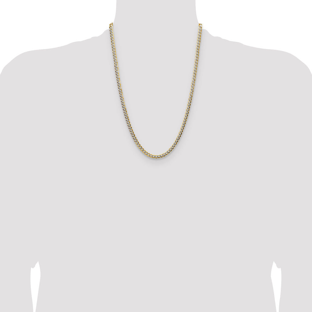 14k 4.7mm Lightweight Pavé Flat Cuban Chain
