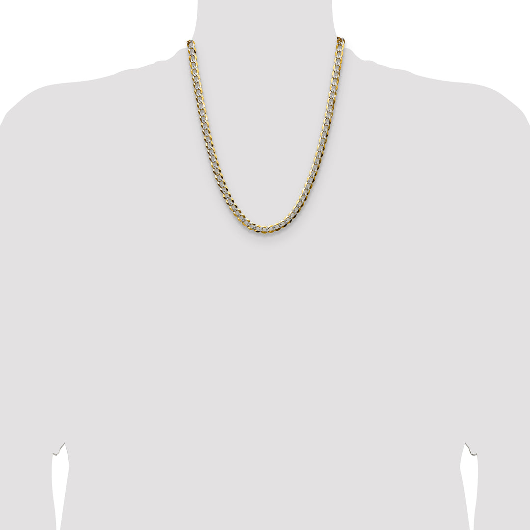 14k 7.2mm Lightweight PavÃ© Flat Cuban Chain