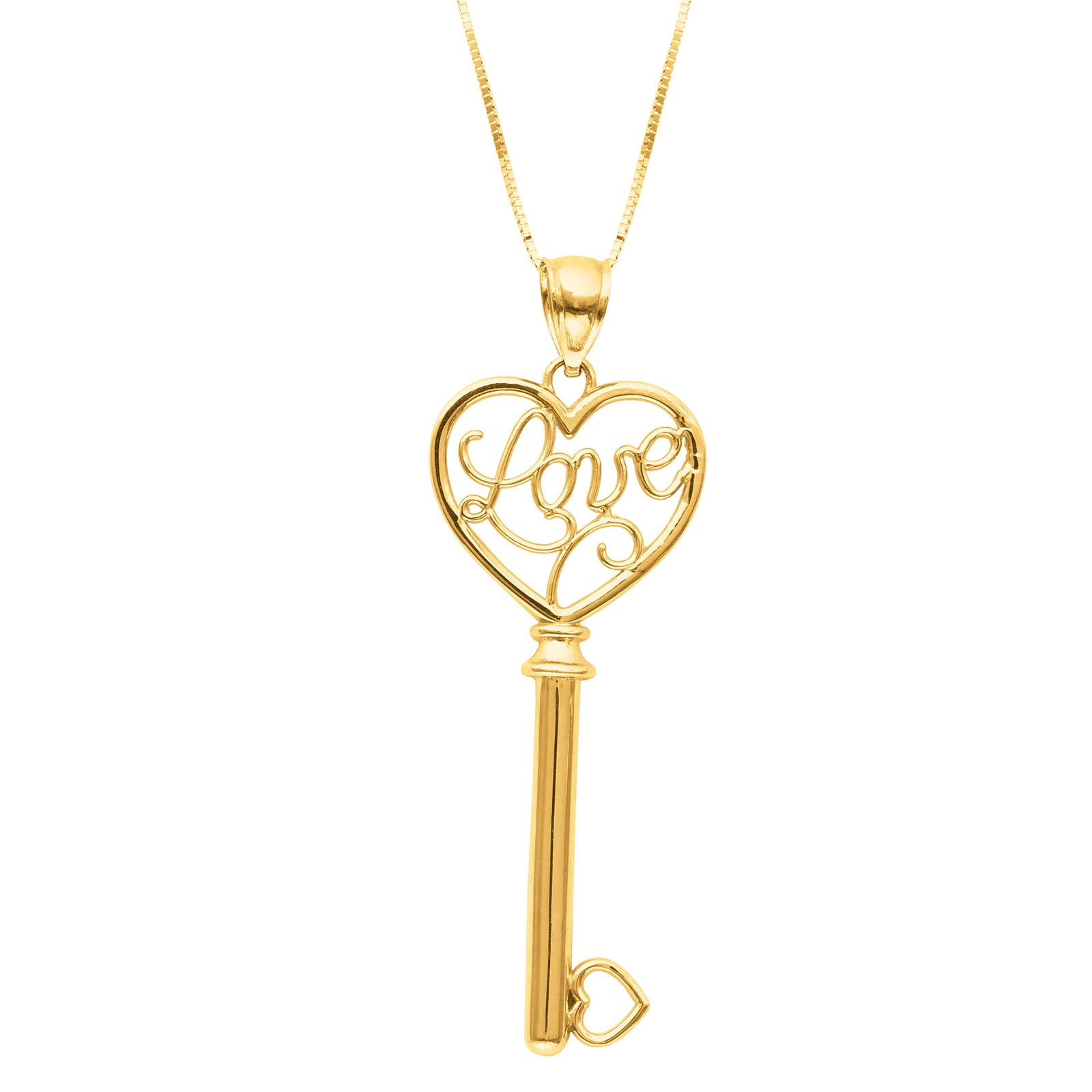 14K Gold Polished Love Key Necklace
