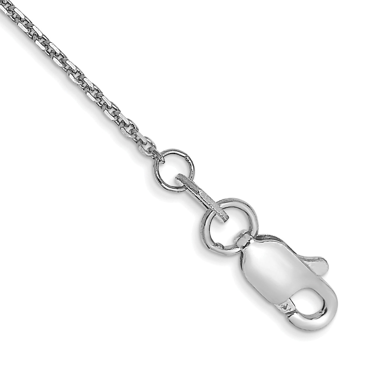 14k White Gold .95mm D/C Cable Chain Anklet