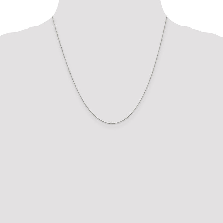 14k White Gold .6mm D/C Round Open Link Cable Chain