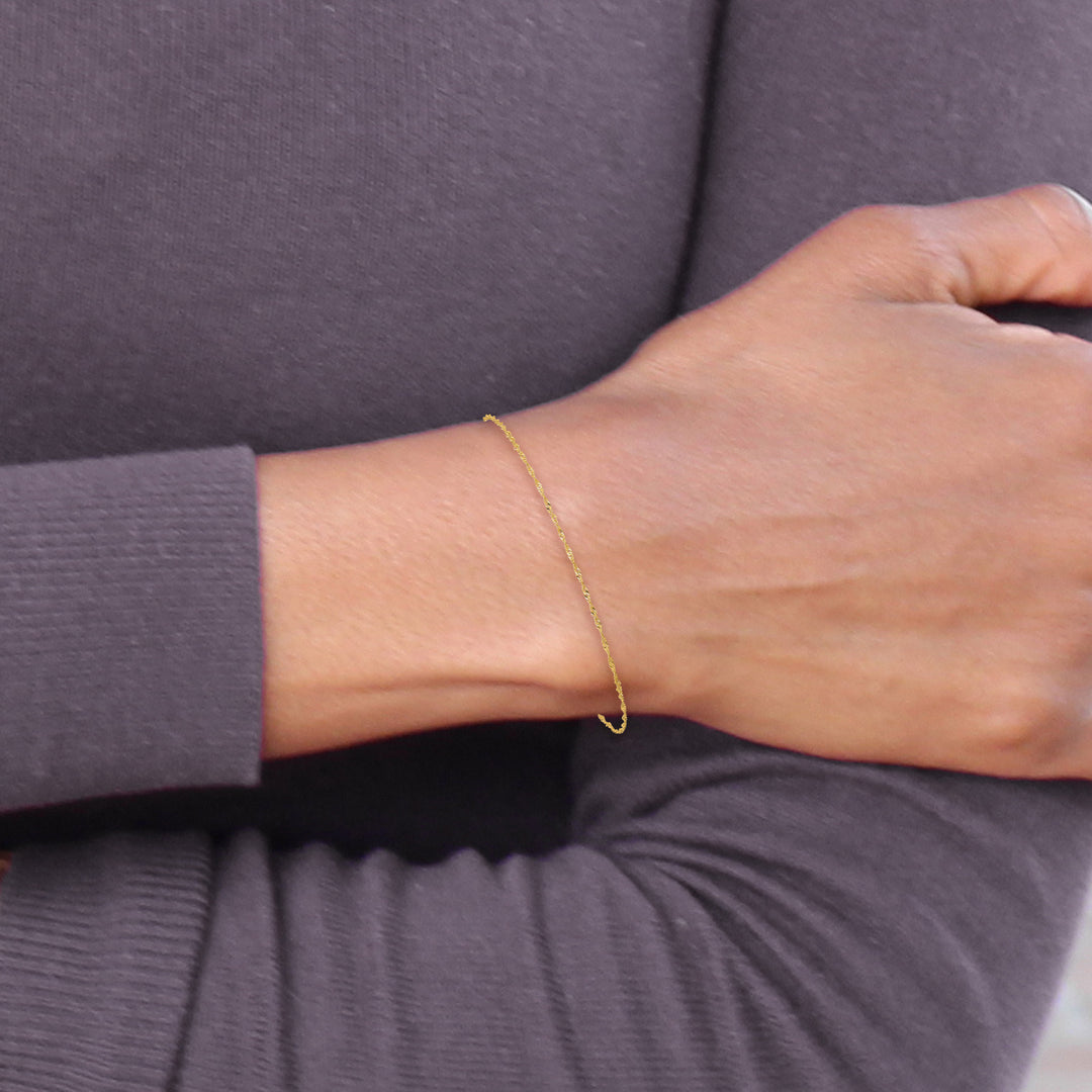 14k 1mm Singapore Chain Anklet