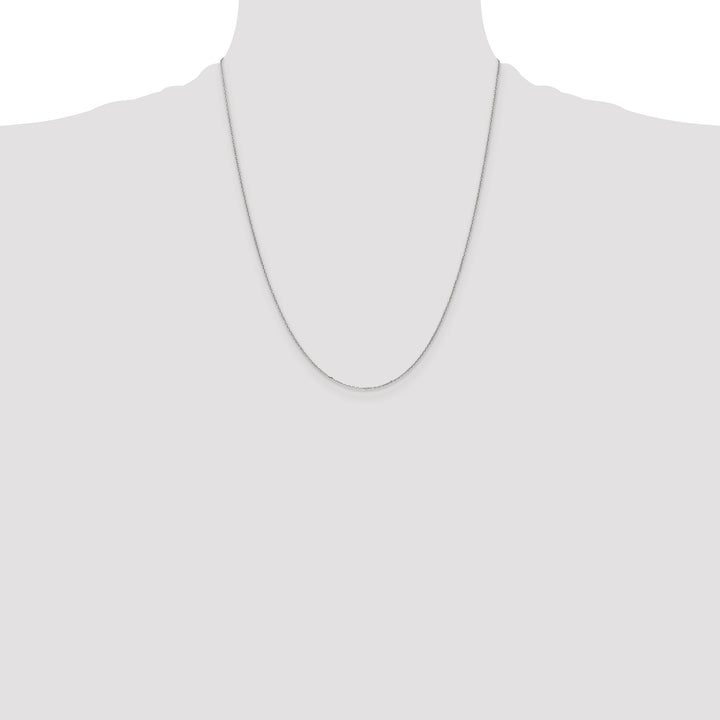 14k White Gold .8mm D/C Cable with Spring Ring Clasp Chain