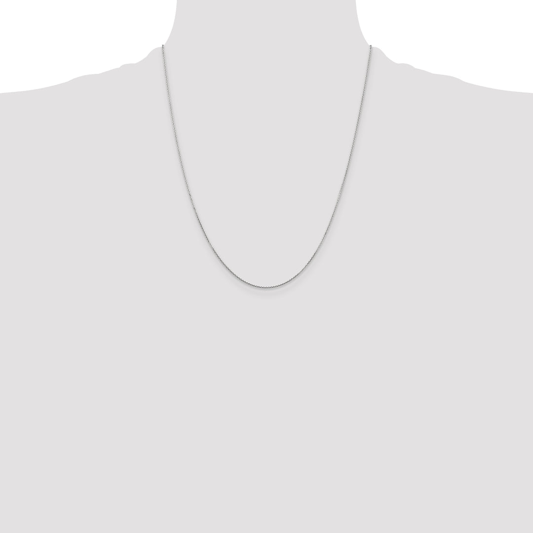 14k White Gold .8mm D/C Round Open Link Cable Chain