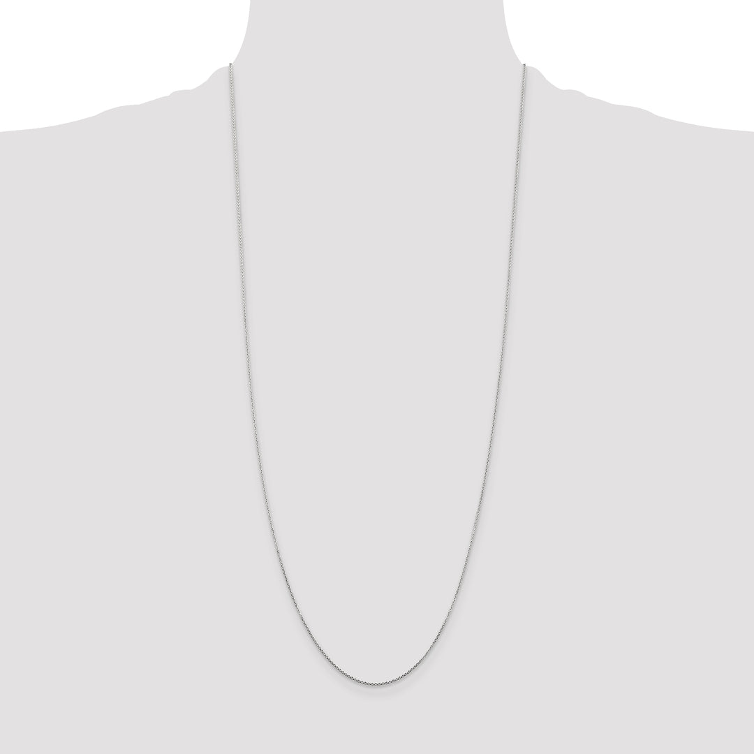 14k White Gold .8mm D/C Round Open Link Cable Chain