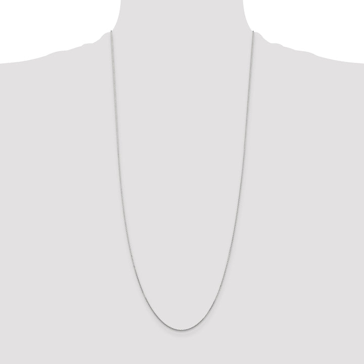 14k White Gold .8mm D/C Round Open Link Cable Chain
