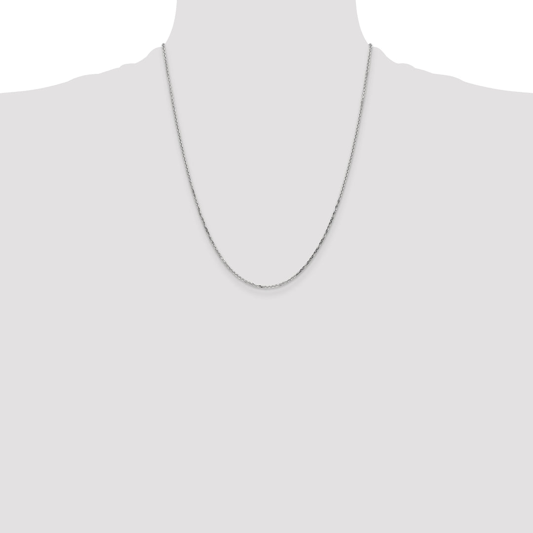 14k White Gold 1.4mm D/C Round Open Link Cable Chain