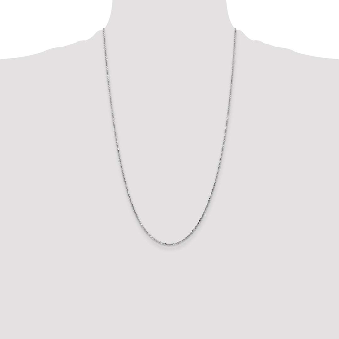 14k White Gold 1.4mm D/C Round Open Link Cable Chain