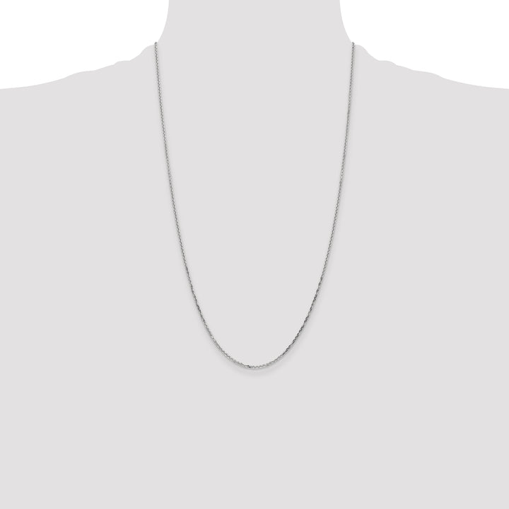 14k White Gold 1.4mm D/C Round Open Link Cable Chain