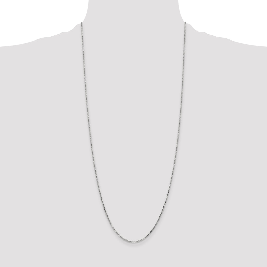 14k White Gold 1.4mm D/C Round Open Link Cable Chain