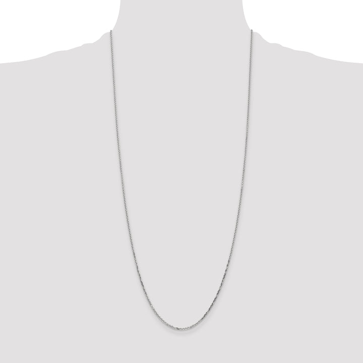 14k White Gold 1.4mm D/C Round Open Link Cable Chain