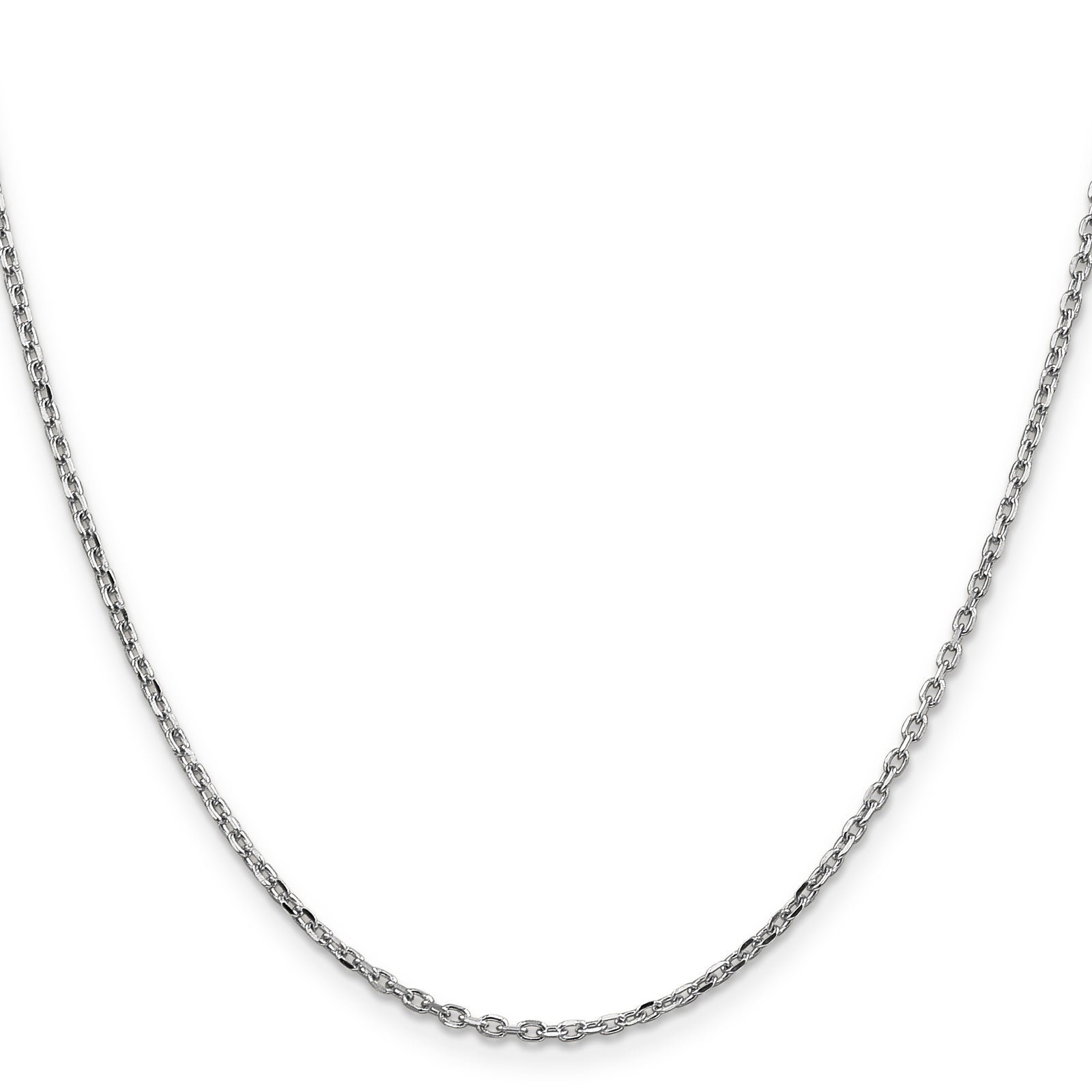 14k White Gold 1.8mm D/C Round Open Link Cable Chain