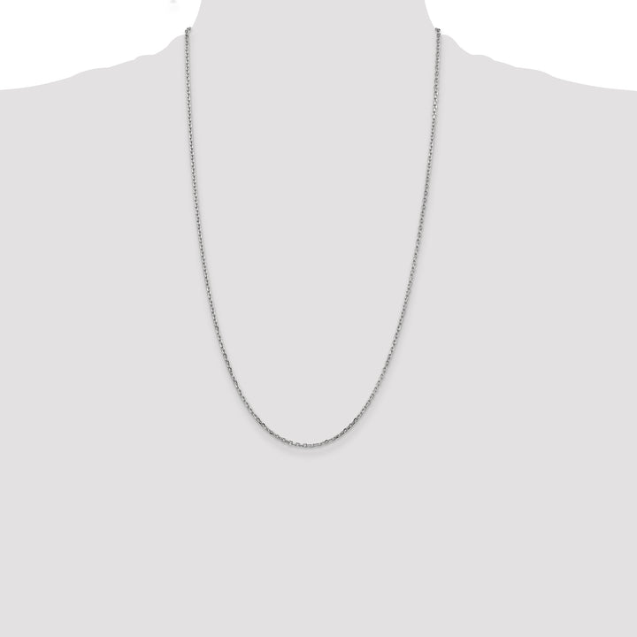 14k White Gold 1.8mm D/C Round Open Link Cable Chain