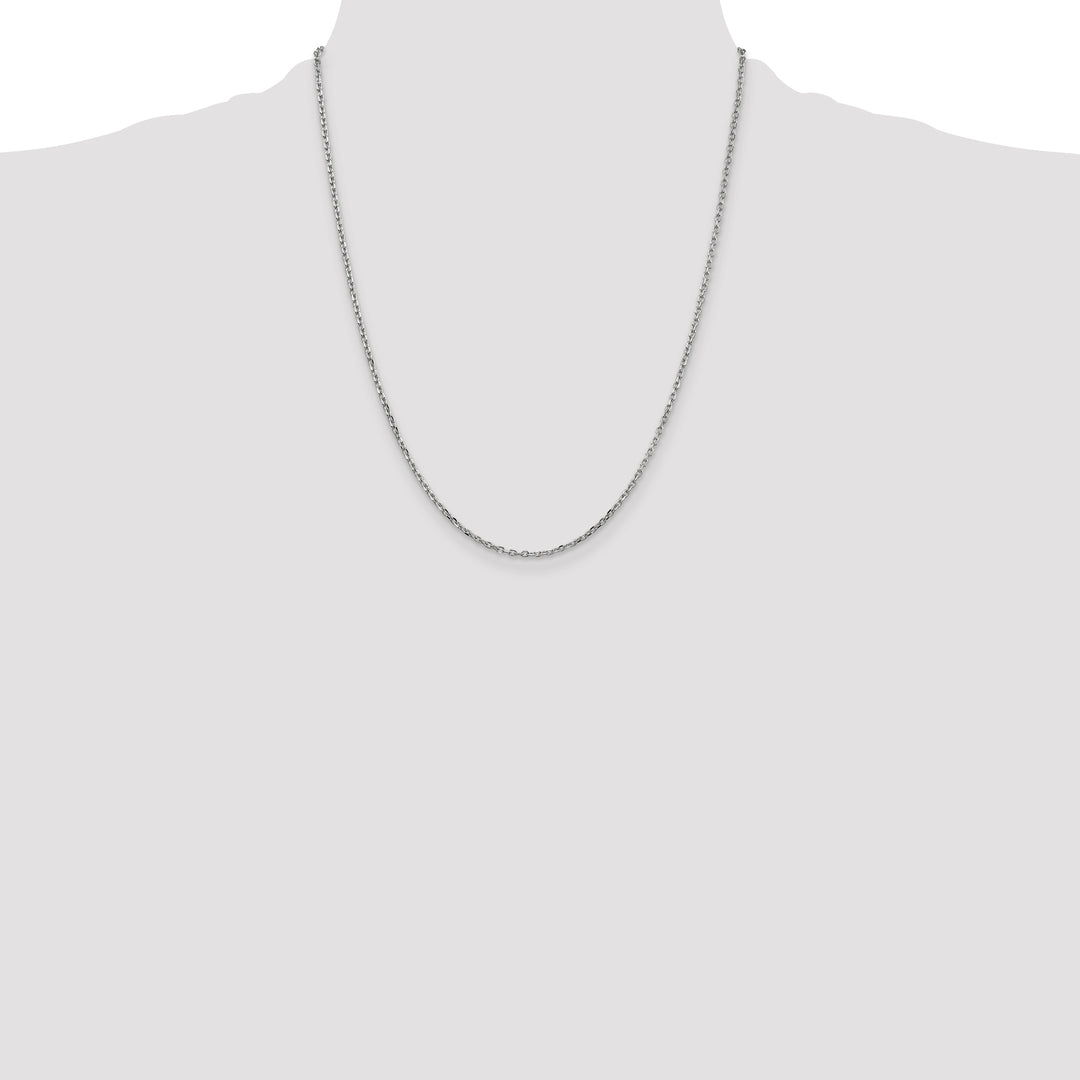14k White Gold 1.8mm D/C Round Open Link Cable Chain