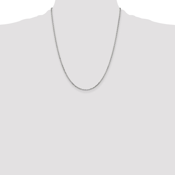 14k White Gold 1.8mm D/C Round Open Link Cable Chain