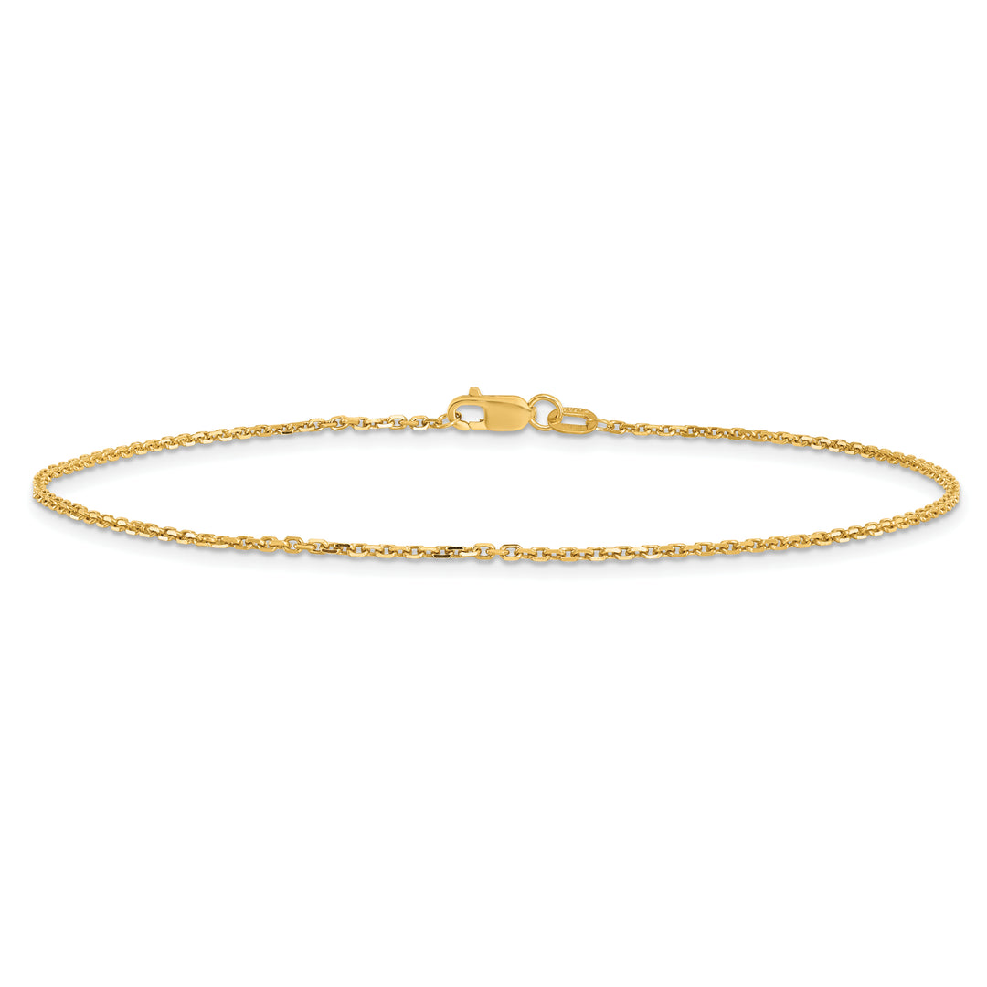 14k 1.4mm D/C Round Open Link Cable Chain Anklet