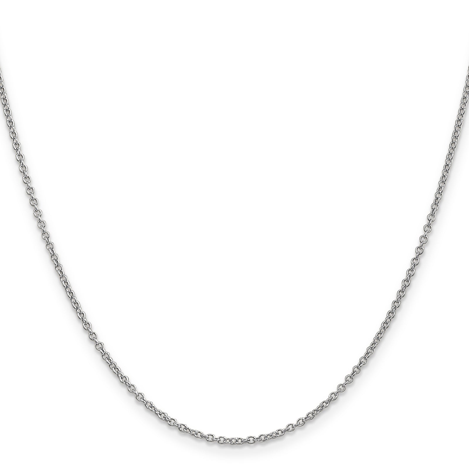 14k White Gold 1.4mm Round Open Wide Link Cable Chain