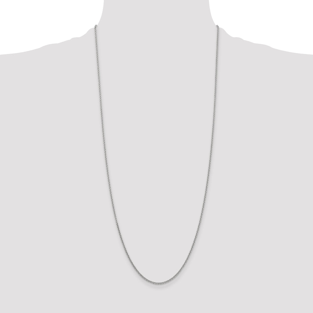 14k White Gold 1.6mm Round Open Link Cable Chain