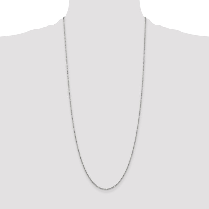 14k White Gold 1.6mm Round Open Link Cable Chain