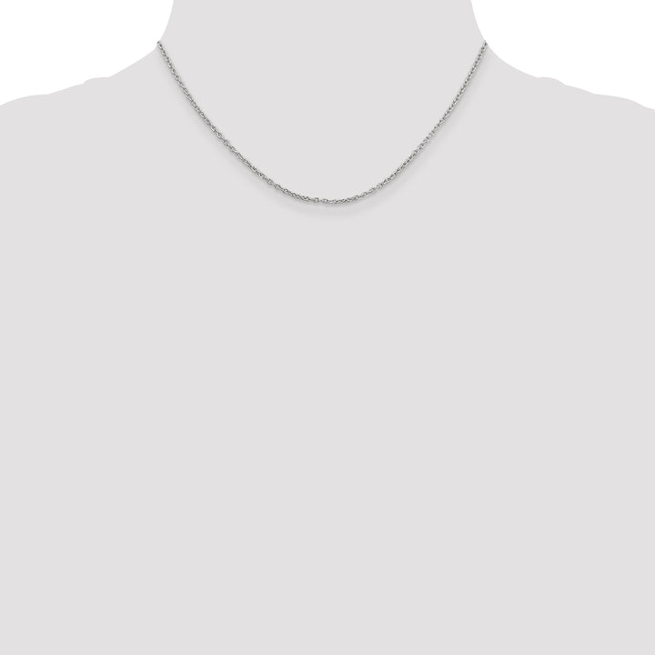 14k White Gold 2mm Round Open Link Cable Chain