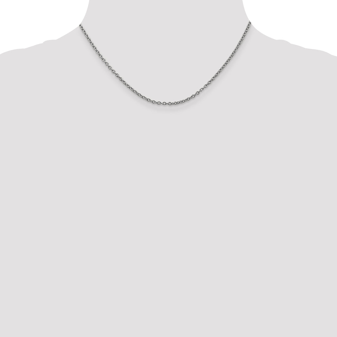 14k White Gold 2.4mm Round Open Link Cable Chain