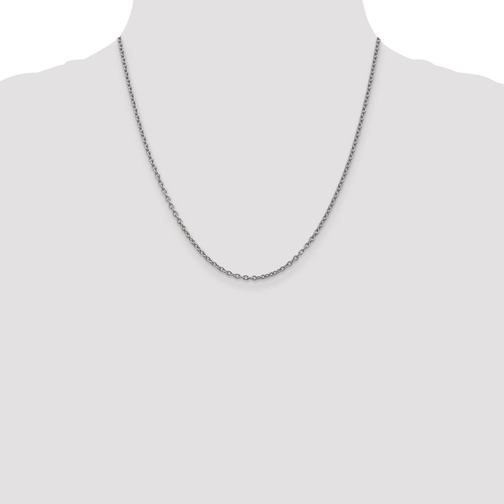 14k White Gold 2.4mm Round Open Link Cable Chain