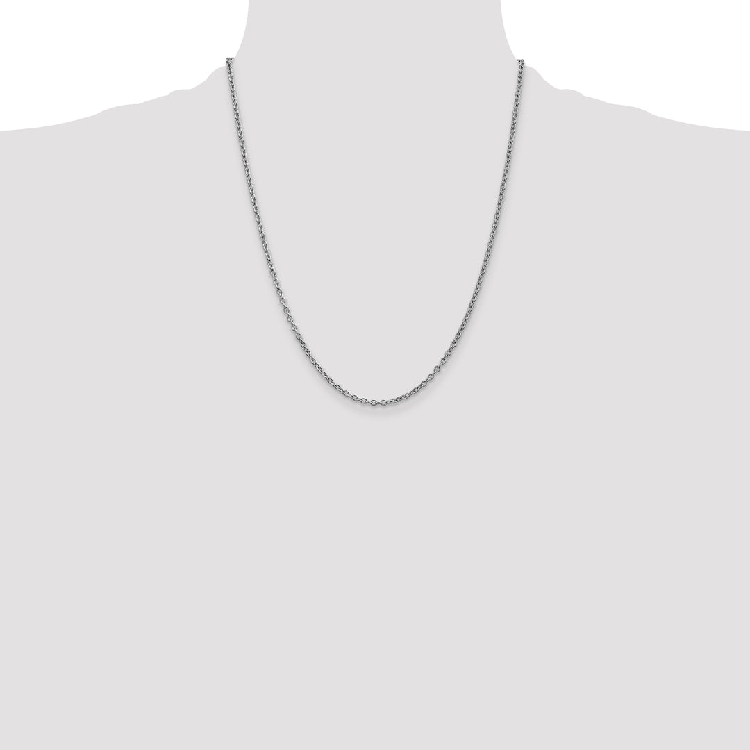 14k White Gold 2.4mm Round Open Link Cable Chain