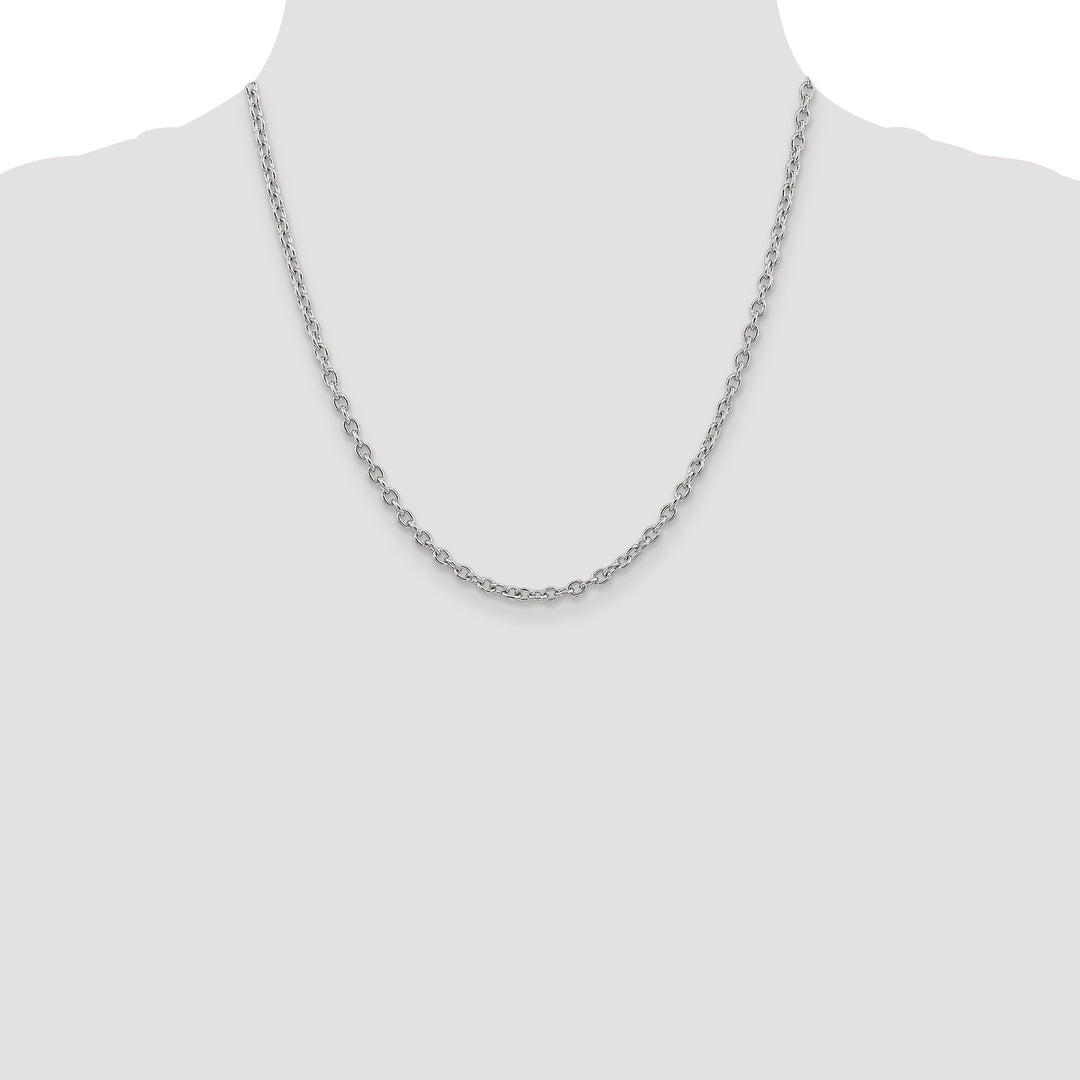 14k White Gold 3.2mm Round Open Link Cable Chain