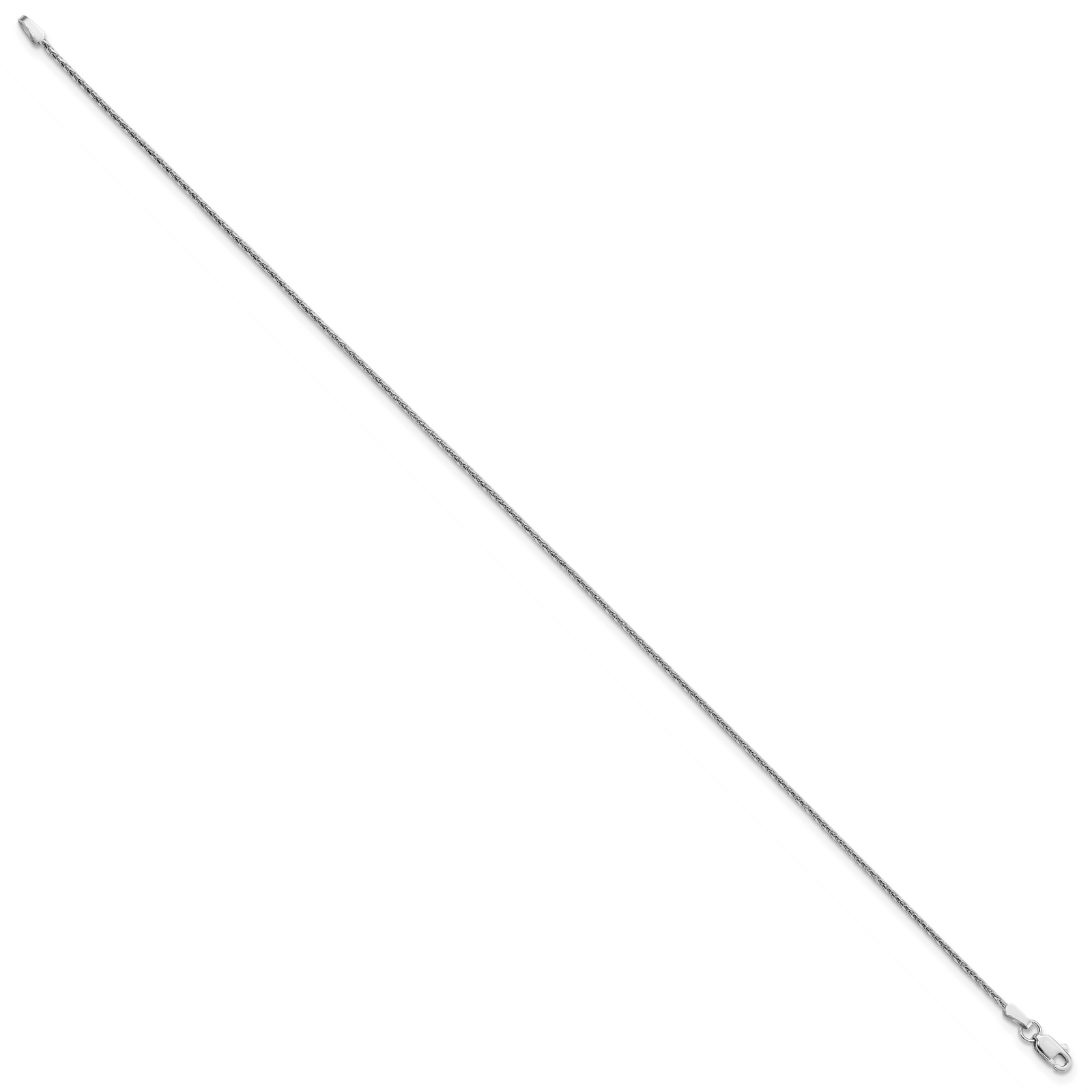 14K White Gold 1.4mm D/C Parisian Wheat Chain Anklet
