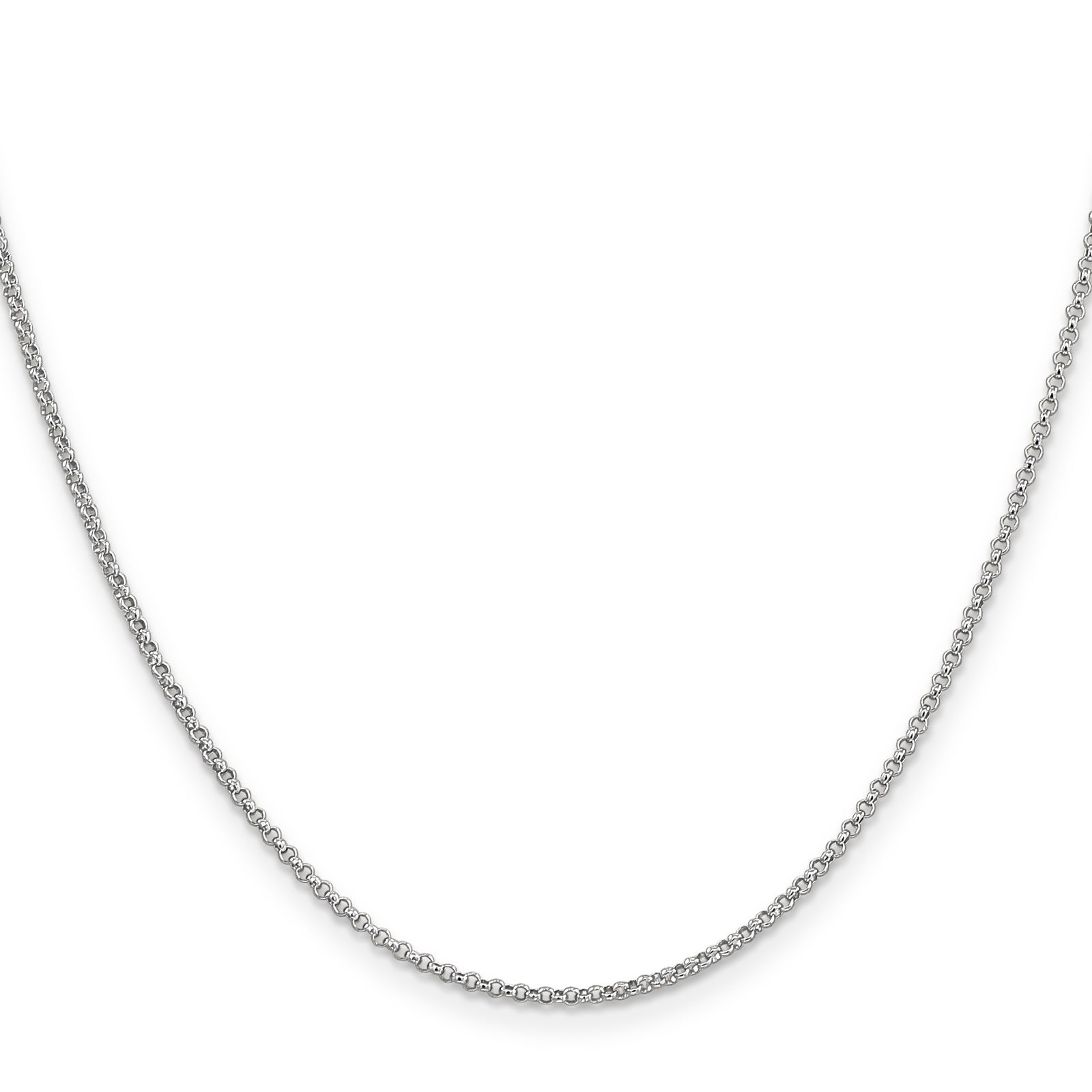 14k White Gold 1.55mm Rolo Pendant Chain