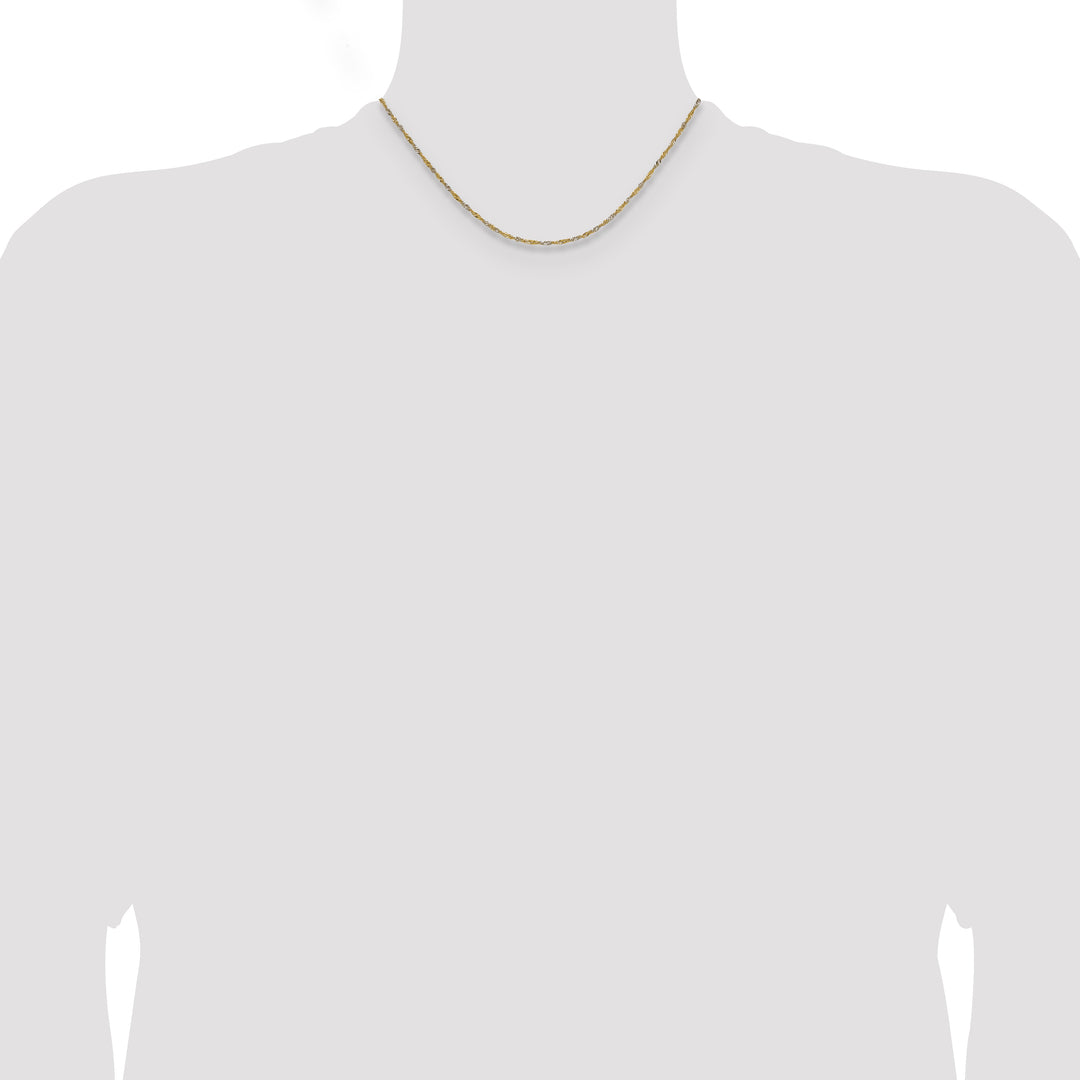 14k Yellow Gold with Rhodium 1.4mm Singapore Chain