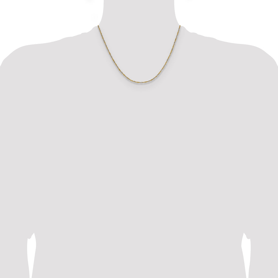 14k Yellow Gold with Rhodium 1.4mm Singapore Chain
