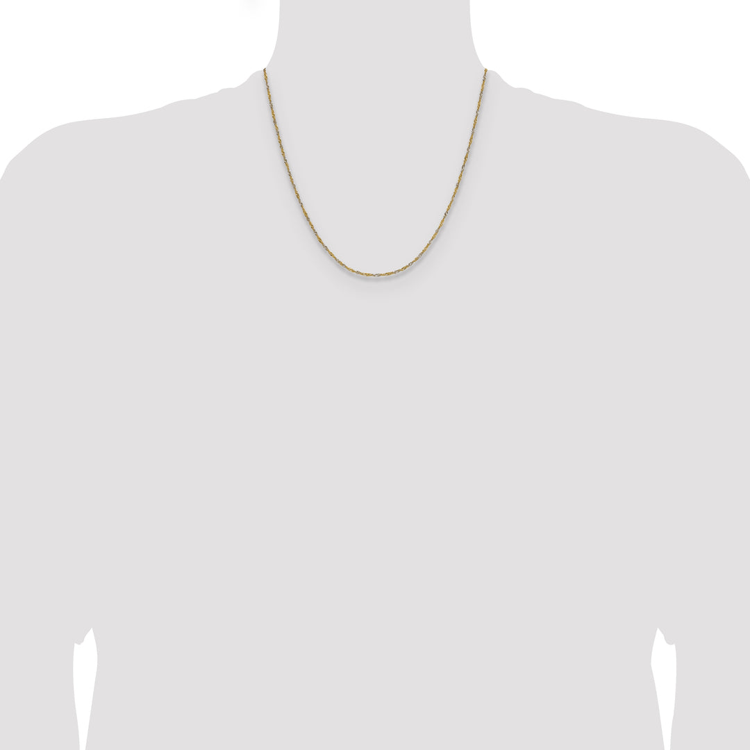 14k Yellow Gold with Rhodium 1.4mm Singapore Chain