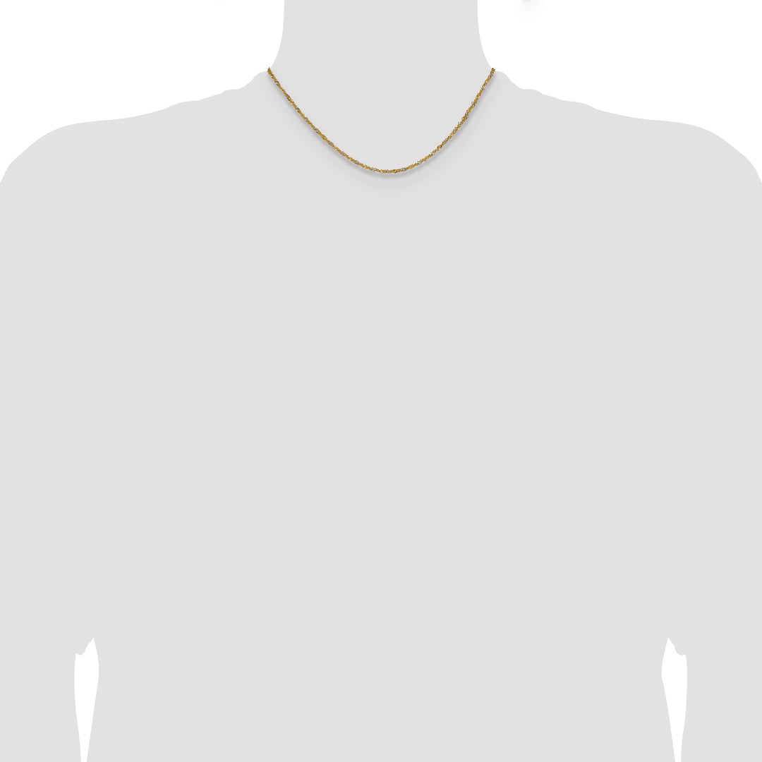 14k Yellow Gold with Rhodium 1.65mm Singapore Chain