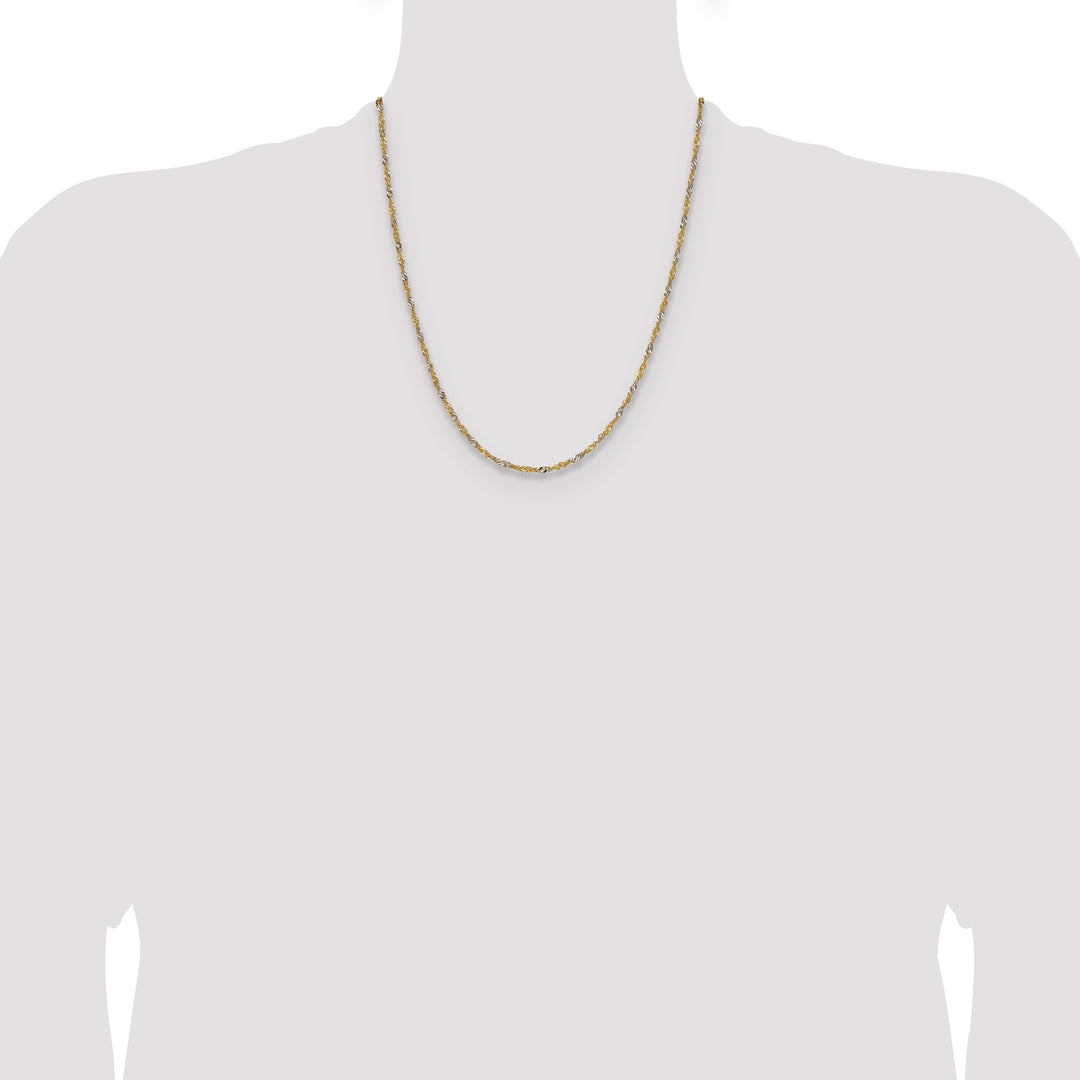 14k Yellow Gold with Rhodium 1.9mm Singapore Chain