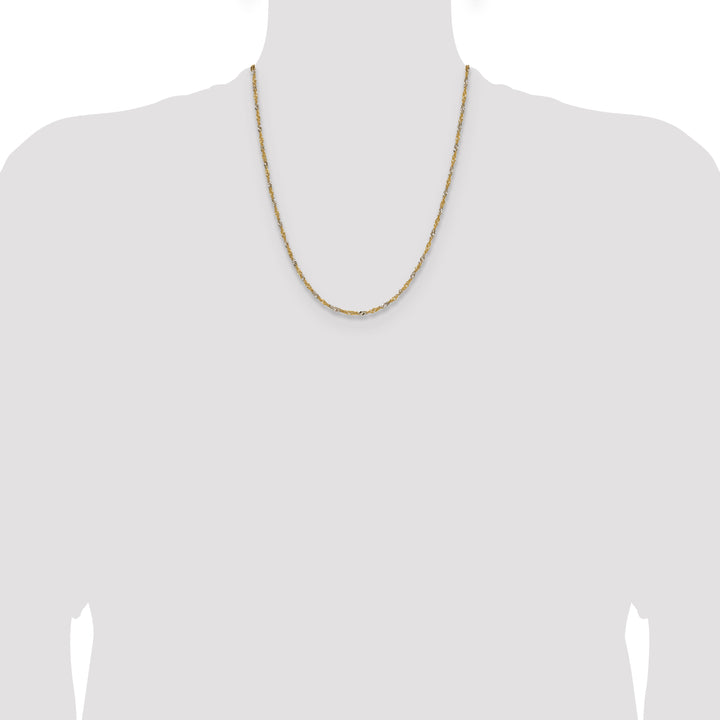 14k Yellow Gold with Rhodium 1.9mm Singapore Chain