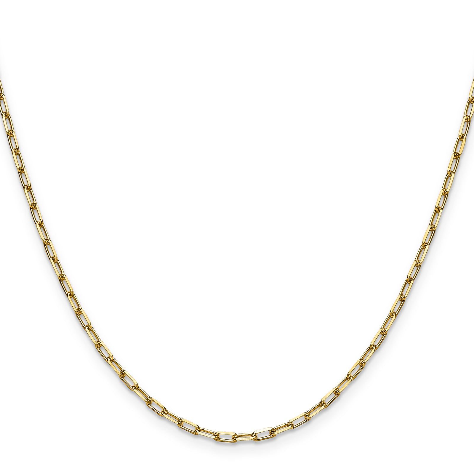 14k 2.1mm Solid Beveled Paperclip Chain