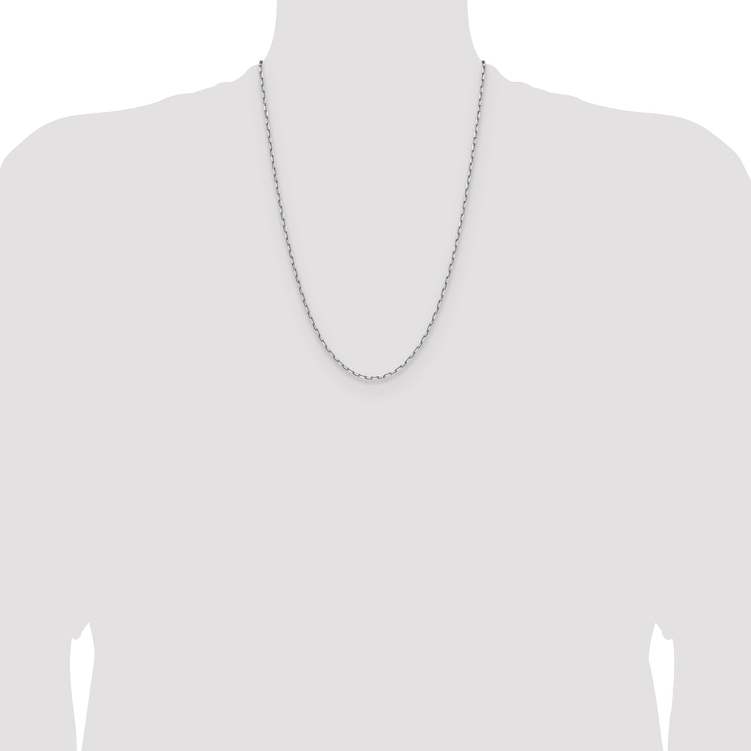 14k White Gold 2.1mm Solid Beveled Paperclip Chain