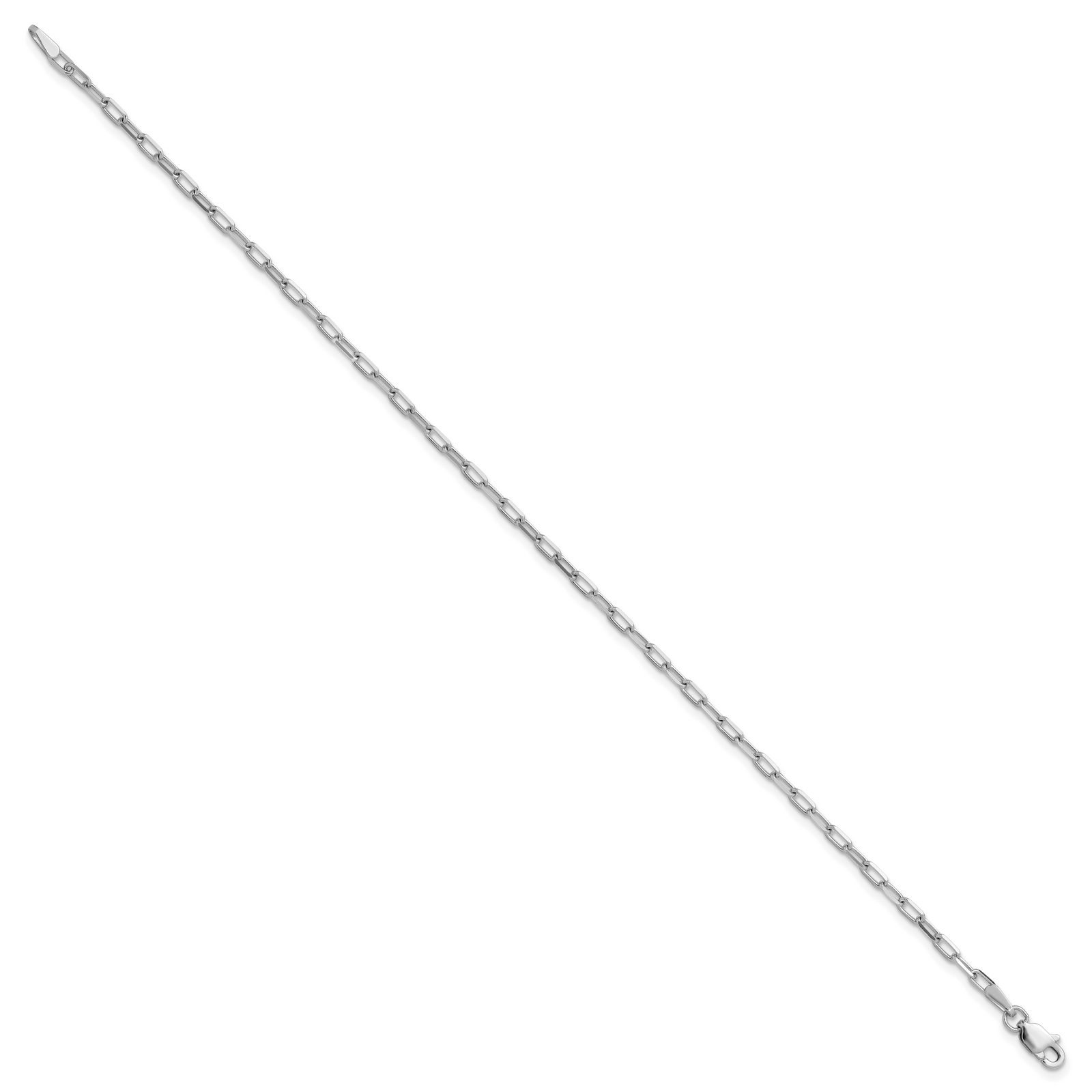 14k White Gold 2.1mm Solid Beveled Paperclip Chain