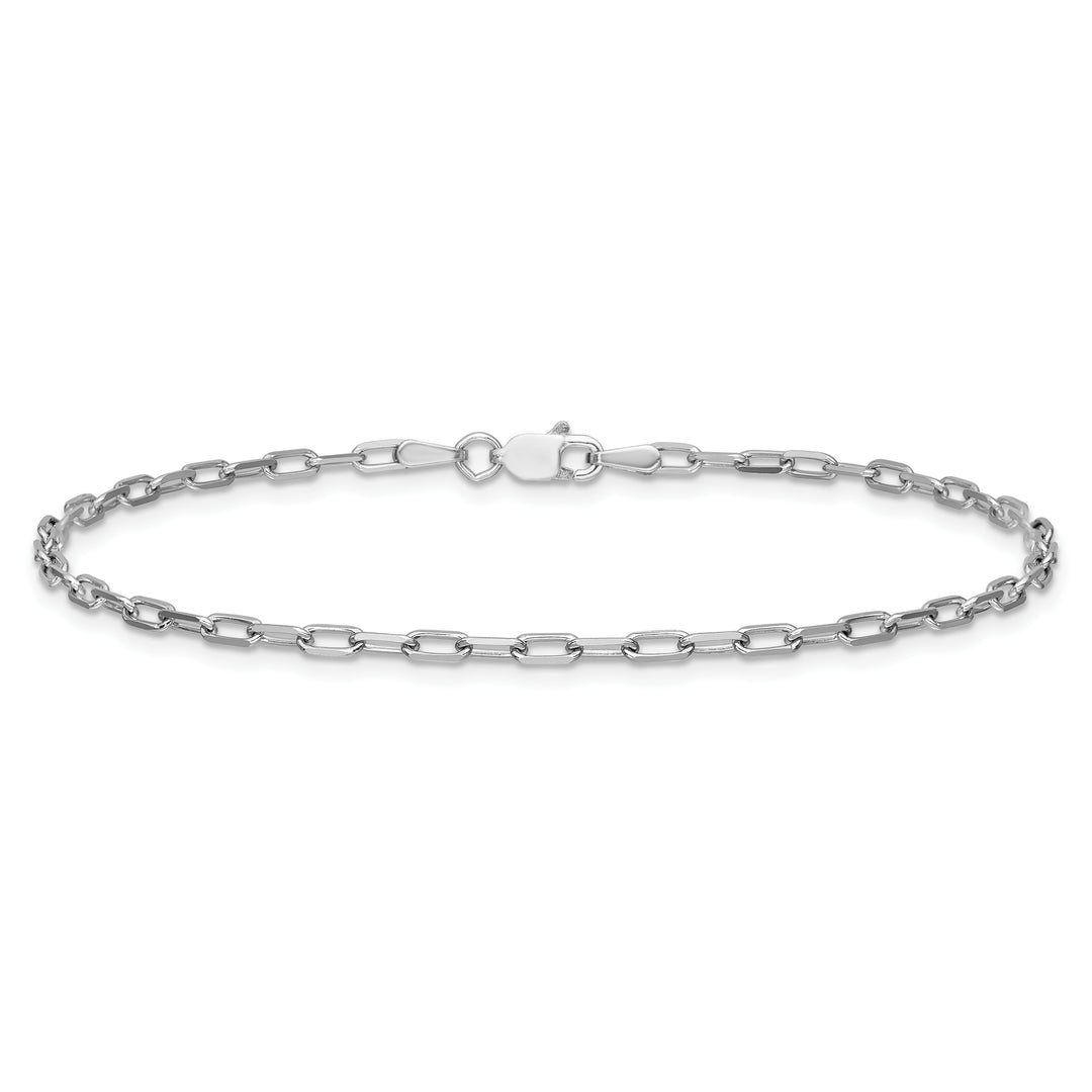 14k White Gold 2.1mm Solid Beveled Paperclip Chain