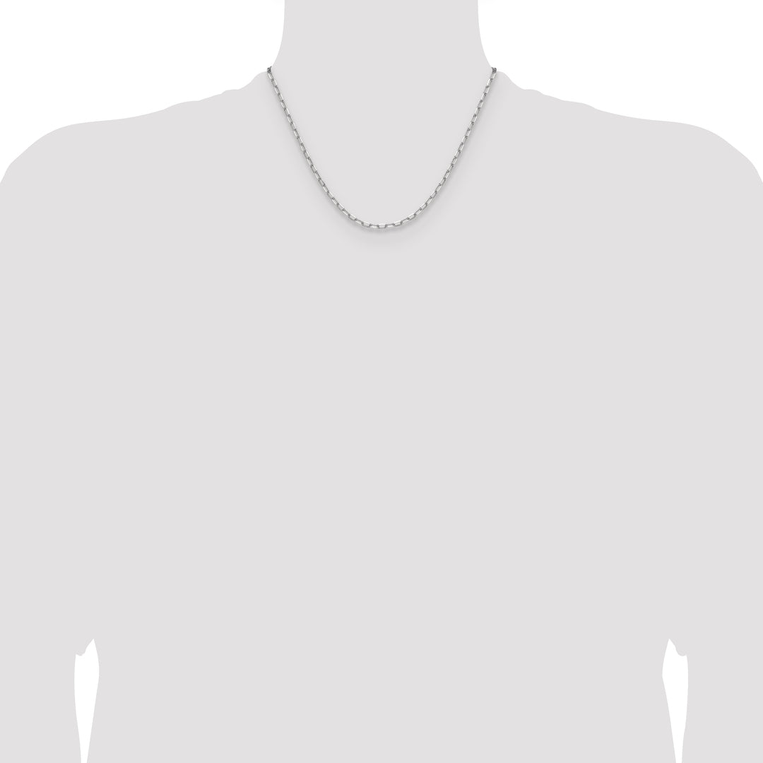 14k White Gold 3.0mm Solid Beveled Paperclip Chain