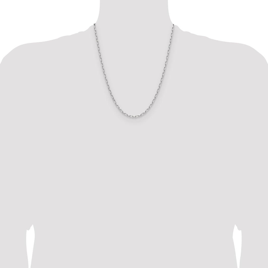 14k White Gold 3.0mm Solid Beveled Paperclip Chain