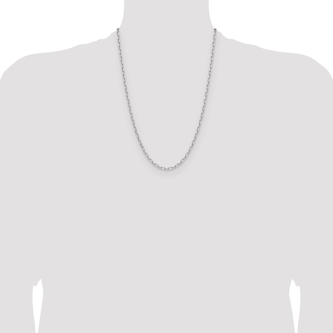 14k White Gold 3.0mm Solid Beveled Paperclip Chain