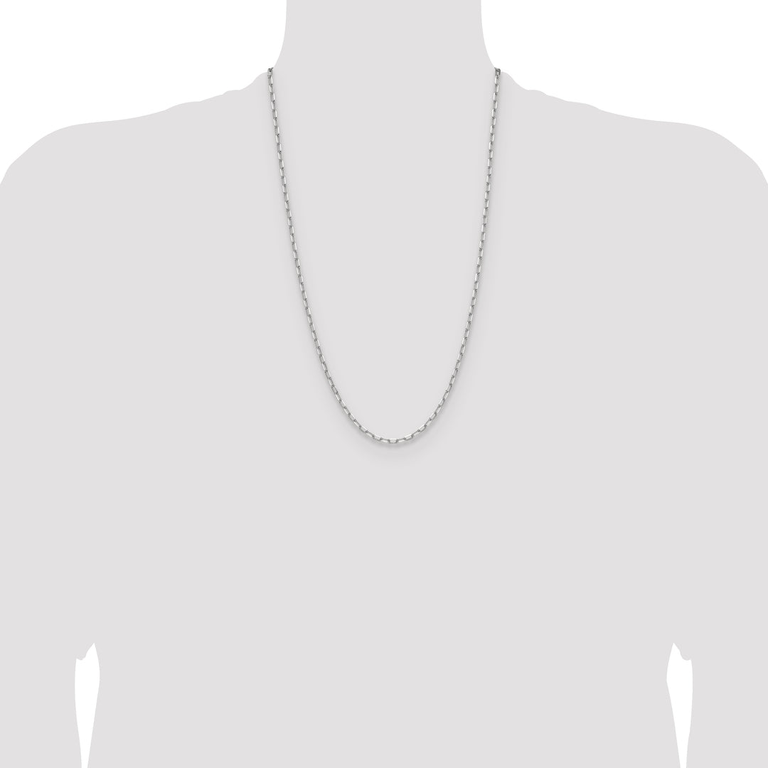 14k White Gold 3.0mm Solid Beveled Paperclip Chain