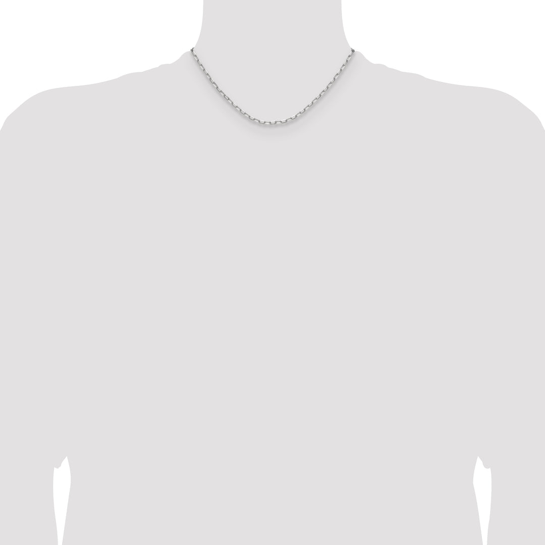 14k White Gold 3.0mm Solid Beveled Paperclip Chain